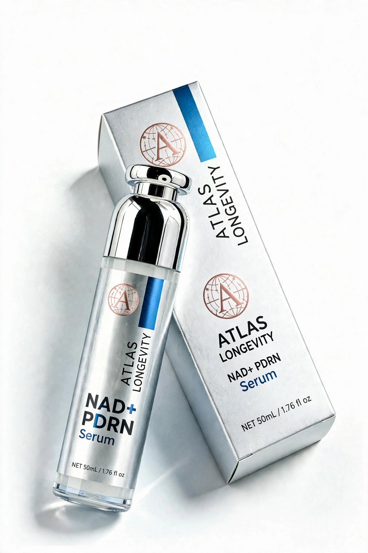 Atlas Longevity NAD plus PDRN serum concept